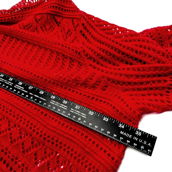 CATHERINES Womens 4X Pink Crochet Short Sleeve Cardigan Open Cover Up Sheer Boho - Picture 5 of 7